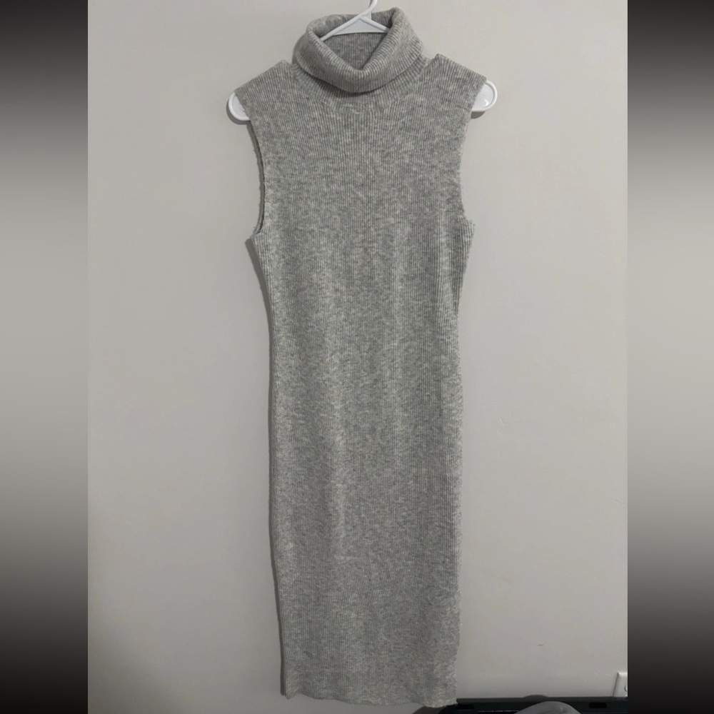 Topshop Sleeveless Turtleneck Midi Dress - Gray - Picture 1 of 3